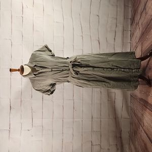 C&C California Linen Midi Shirt Dress